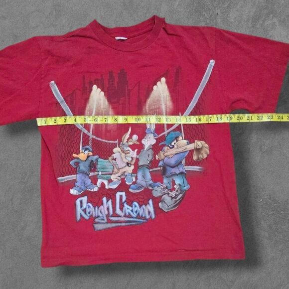 Vintage 90s Looney Tunes Rough Crew Distressed Thrashed Tshirt Medium - Picture 6 of 6